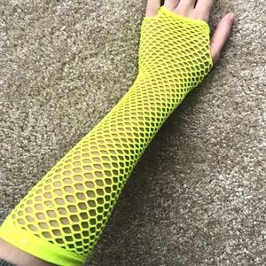 Neon Yellow Fishnet Armbands